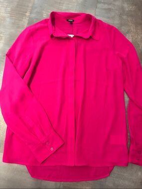 Express Hot Pink Button-Down Blouse